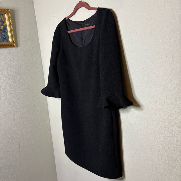 Ann Taylor Black Sheath Dress with Bell Sleeves Size 6 - Picture 2 of 7